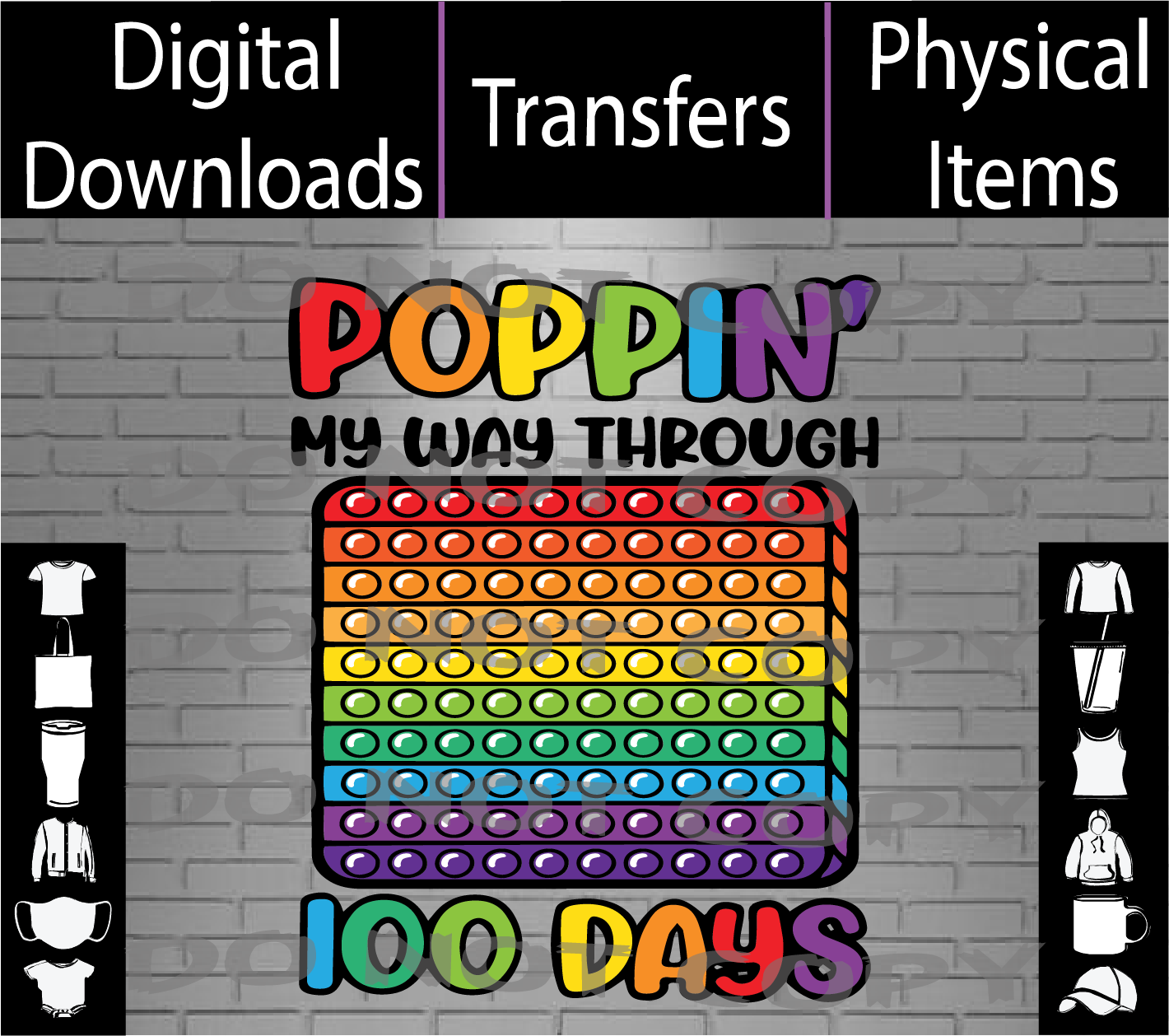 100 Days Poppin - SVG | PNG | Mockup Digital Download