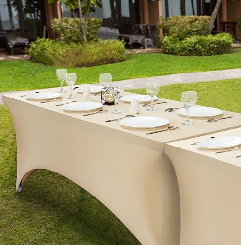 Elastic | Fitted | Stretch | Tablecloths for Rectangle Tables- Outdoor | Wedding | Banquet | Parties