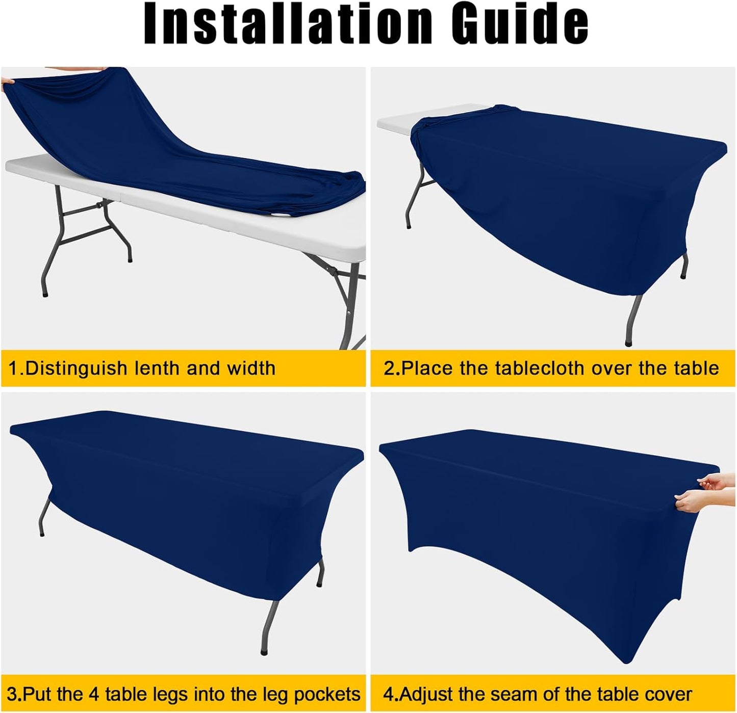 Elastic | Fitted | Stretch | Tablecloths for Rectangle Tables- Outdoor | Wedding | Banquet | Parties