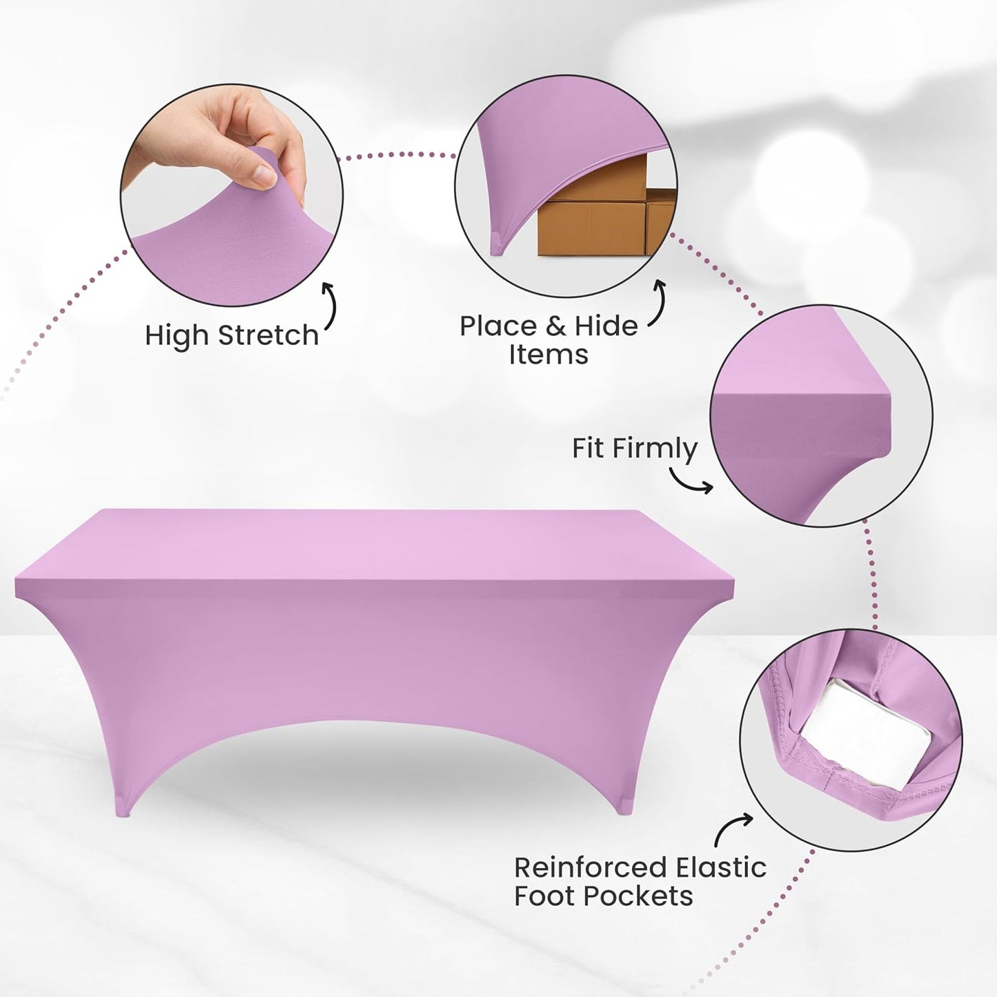 Elastic | Fitted | Stretch | Tablecloths for Rectangle Tables- Outdoor | Wedding | Banquet | Parties
