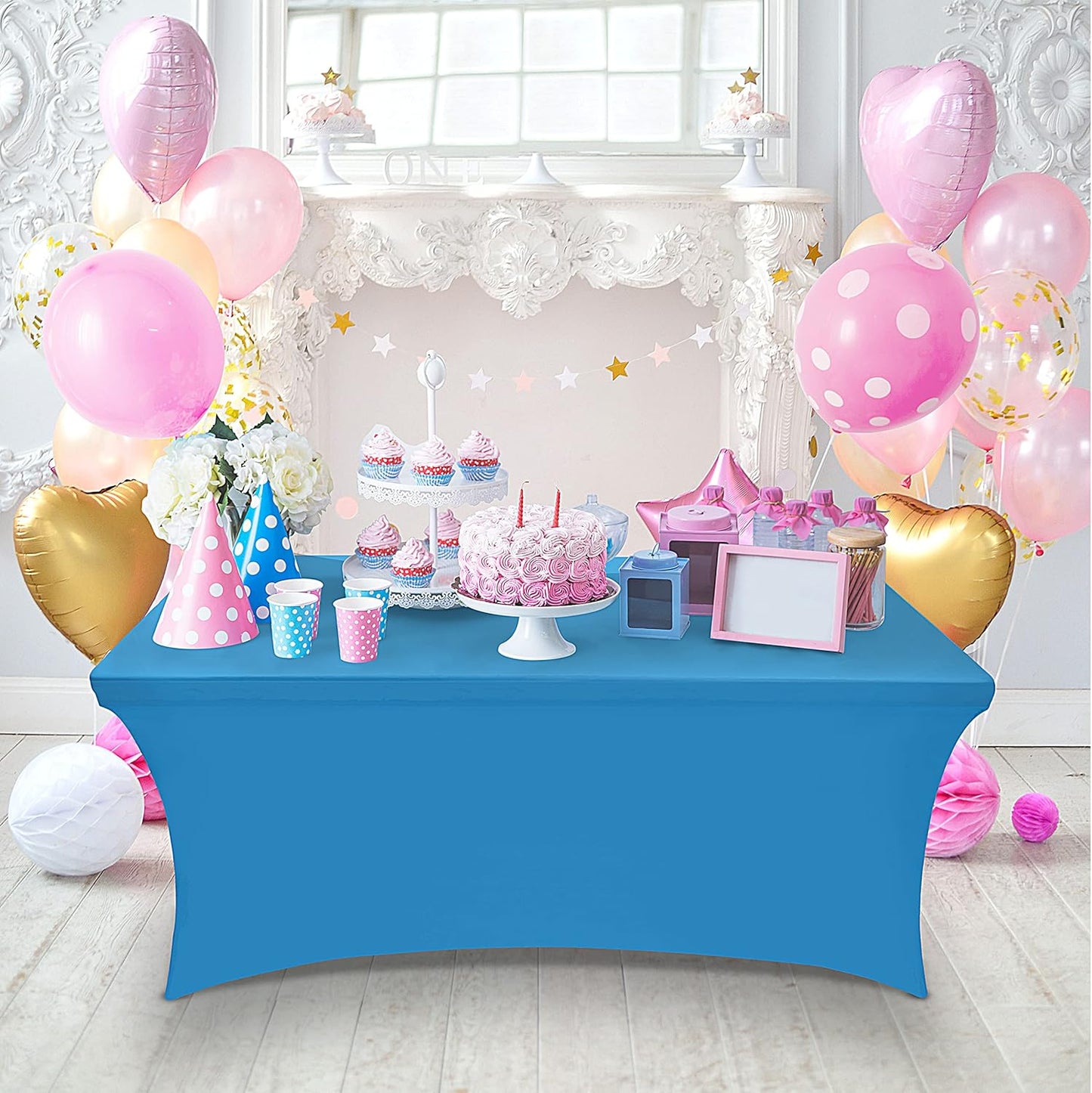 Elastic | Fitted | Stretch | Tablecloths for Rectangle Tables- Outdoor | Wedding | Banquet | Parties