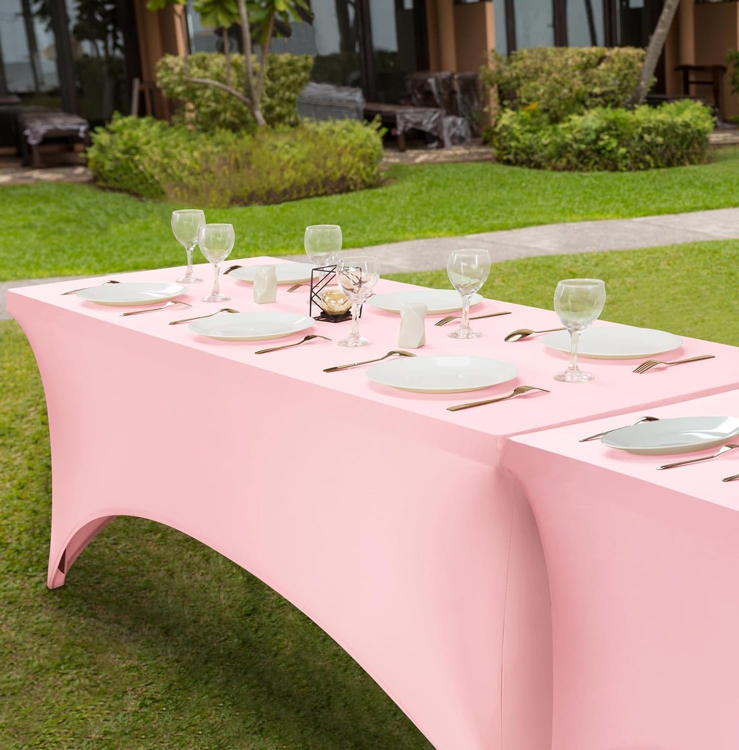 Elastic | Fitted | Stretch | Tablecloths for Rectangle Tables- Outdoor | Wedding | Banquet | Parties