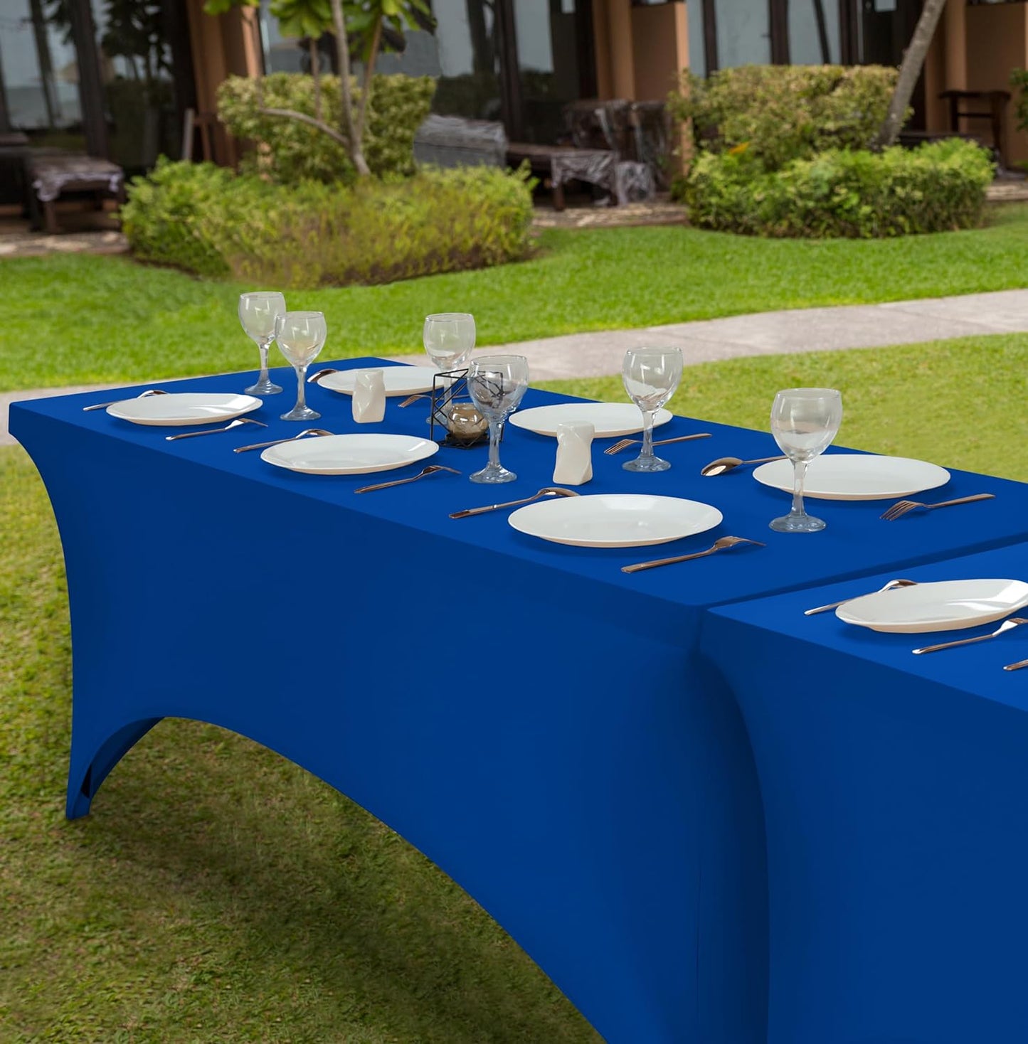 Elastic | Fitted | Stretch | Tablecloths for Rectangle Tables- Outdoor | Wedding | Banquet | Parties