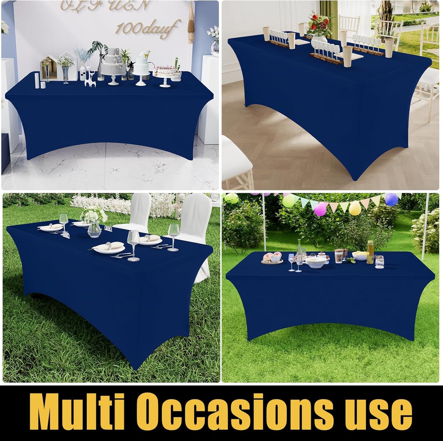 Elastic | Fitted | Stretch | Tablecloths for Rectangle Tables- Outdoor | Wedding | Banquet | Parties