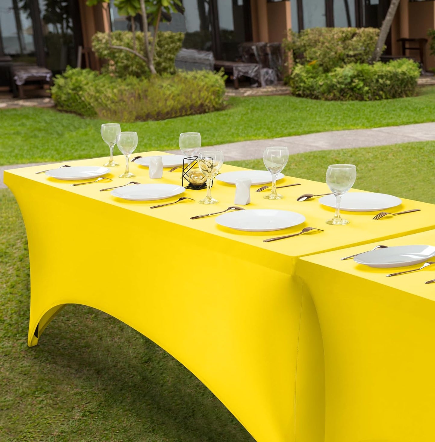 Elastic | Fitted | Stretch | Tablecloths for Rectangle Tables- Outdoor | Wedding | Banquet | Parties