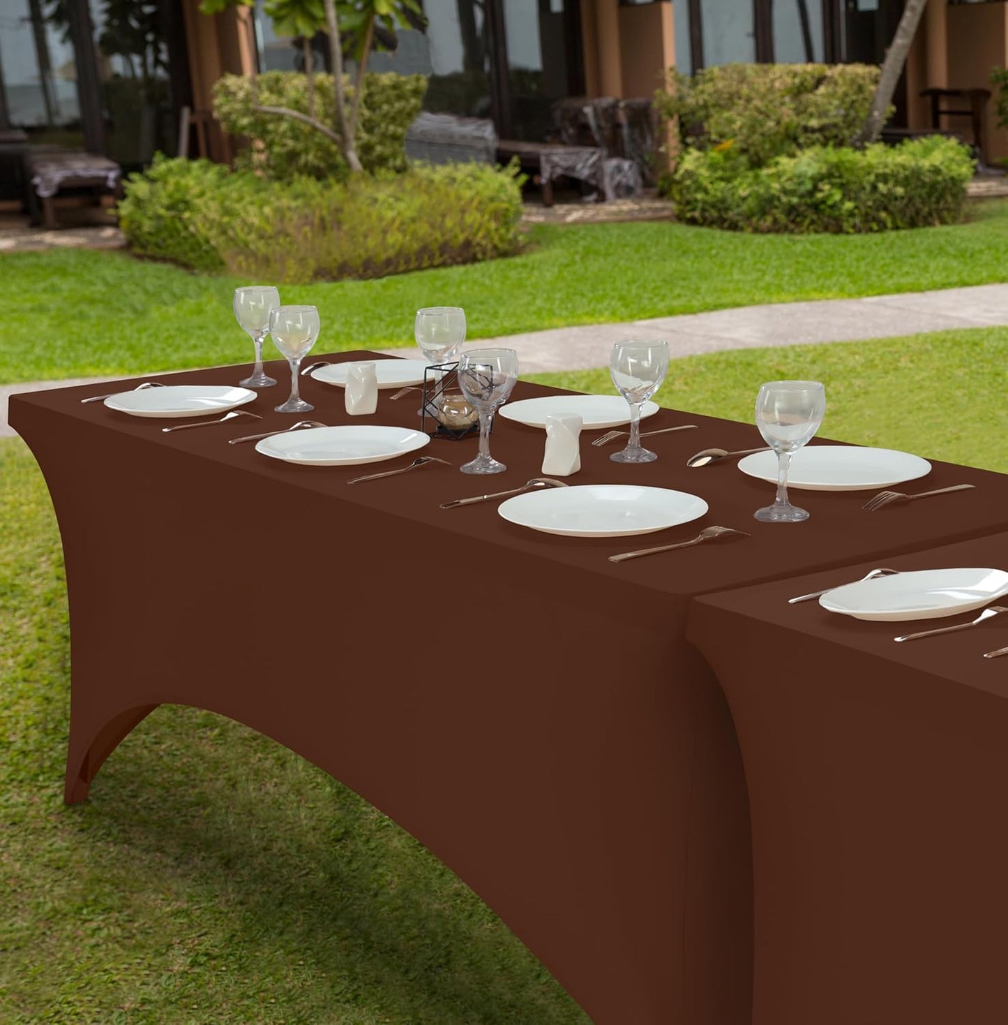 Elastic | Fitted | Stretch | Tablecloths for Rectangle Tables- Outdoor | Wedding | Banquet | Parties