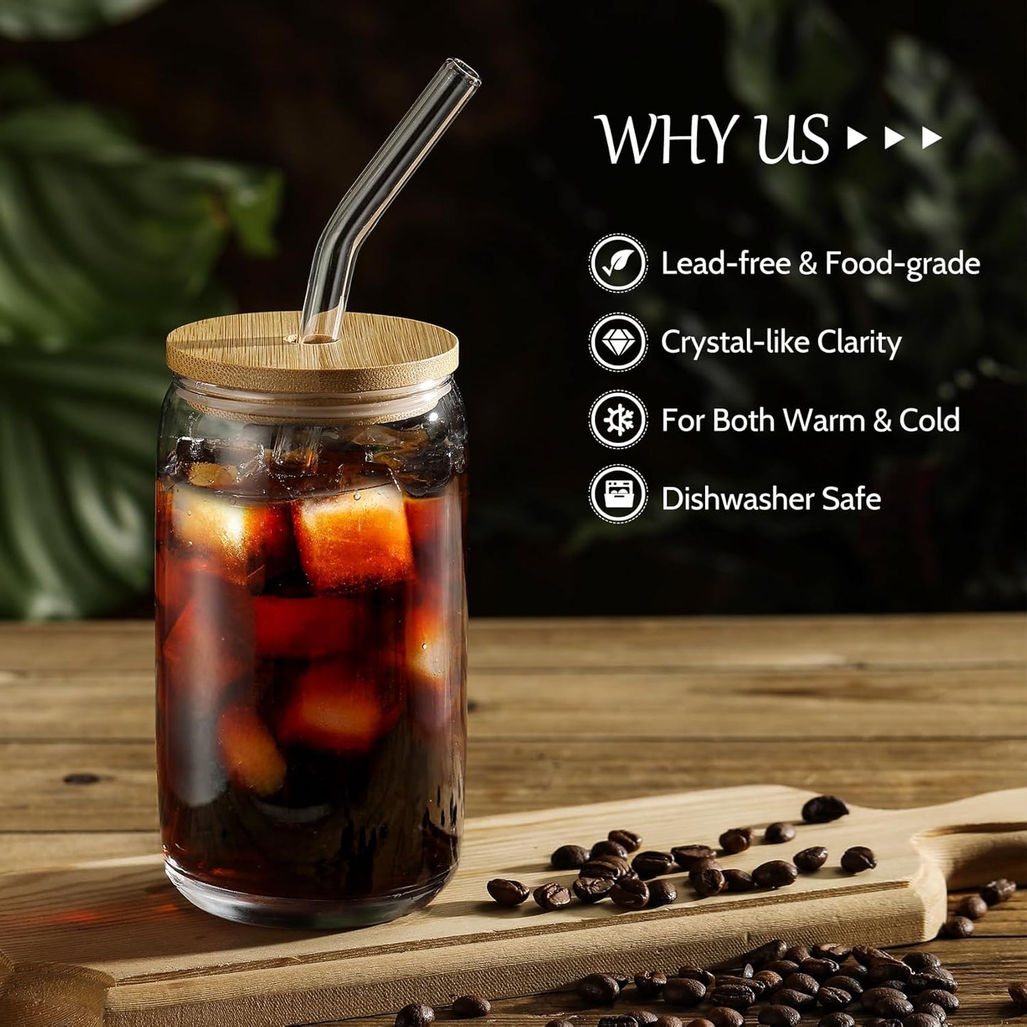 16oz Libby Glass with Lid and Straw