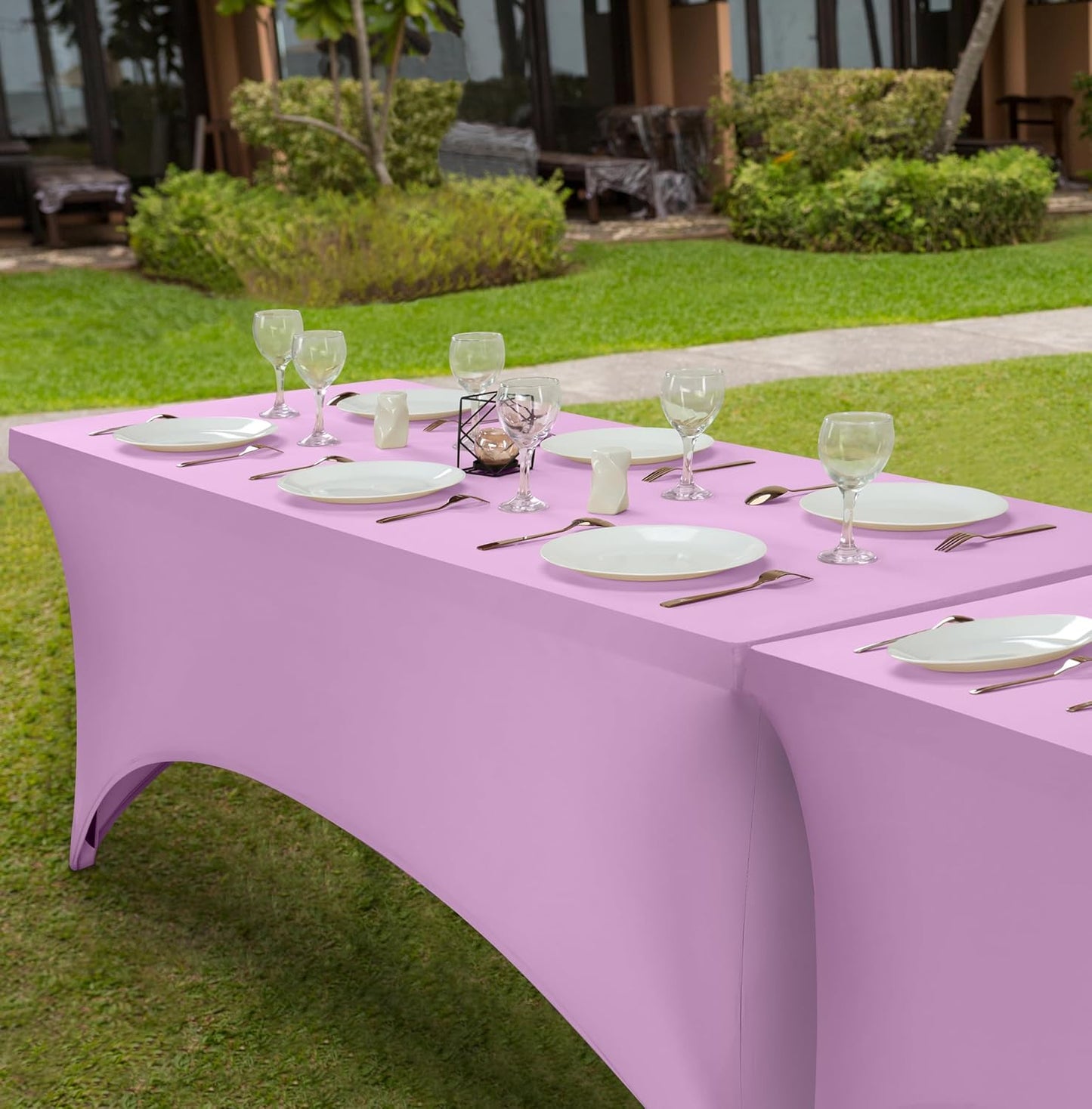 Elastic | Fitted | Stretch | Tablecloths for Rectangle Tables- Outdoor | Wedding | Banquet | Parties
