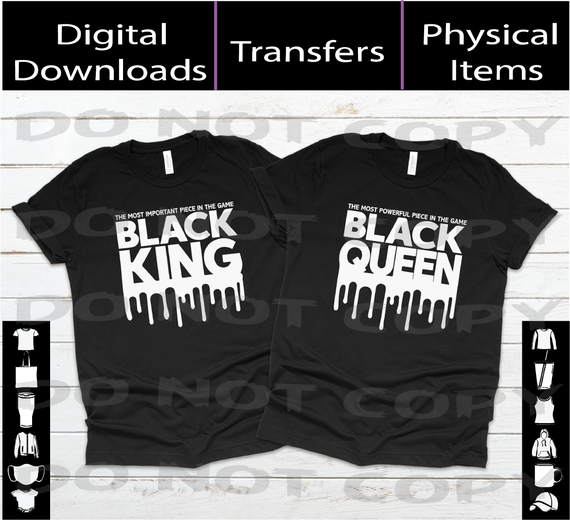 Black King & Black Queen - Couple SVG | PNG | Mockups Digital Download