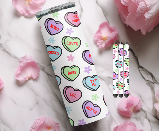 Candy Hearts Pen and Tumbler Wraps