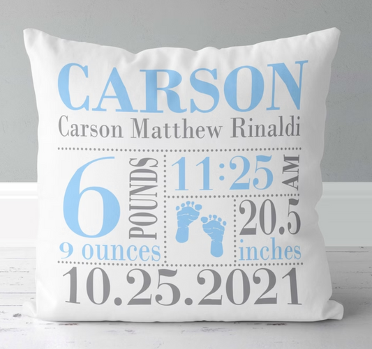 Birth Announcement Pillow - Birth Pillow - New Baby Gift