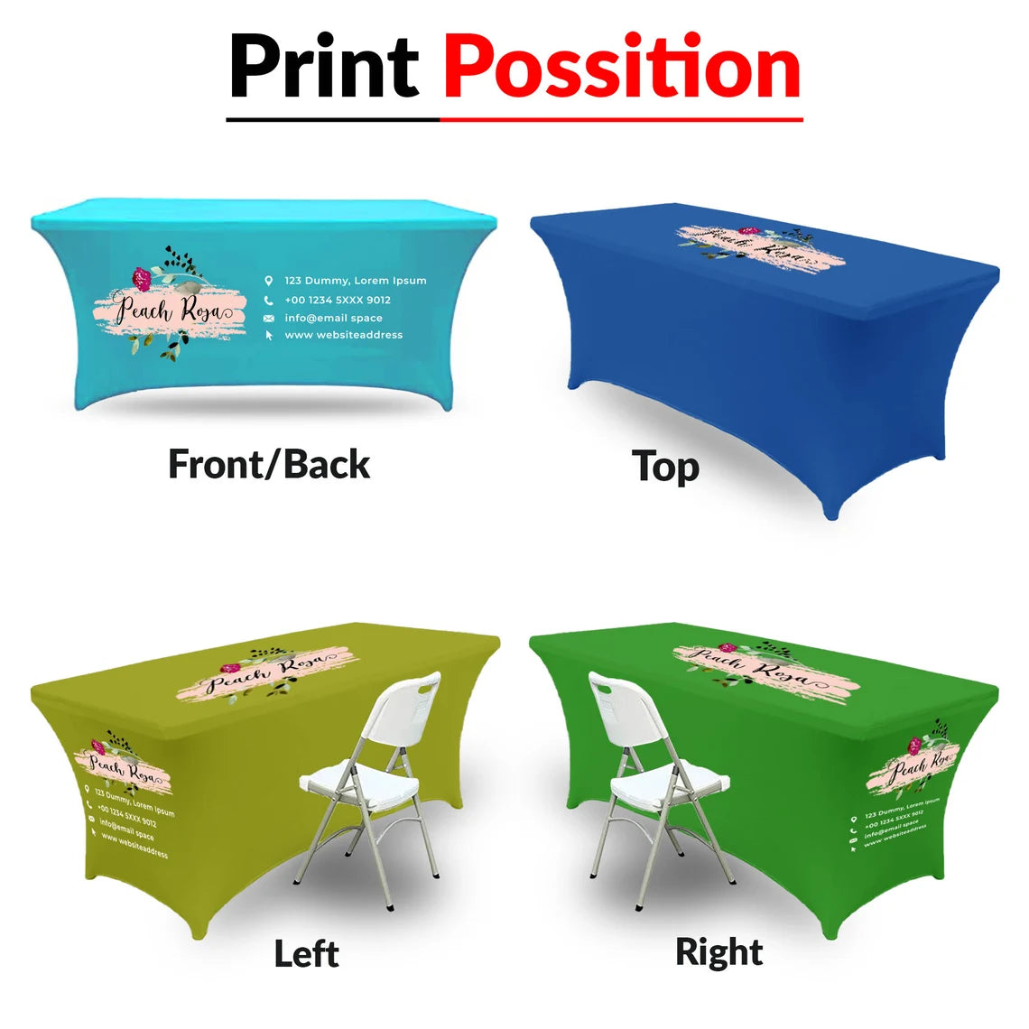 Elastic | Fitted | Stretch | Tablecloths for Rectangle Tables- Outdoor | Wedding | Banquet | Parties