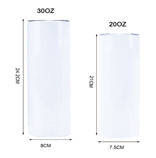 Skinny Straight Sublimation Tumbler With Insulated Wall - 20 oz and 30 oz A Treasured Design LLC