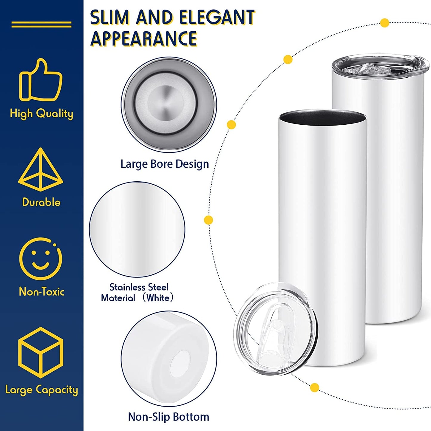 Skinny Straight Sublimation Tumbler With Insulated Wall - 20 oz and 30 oz A Treasured Design LLC