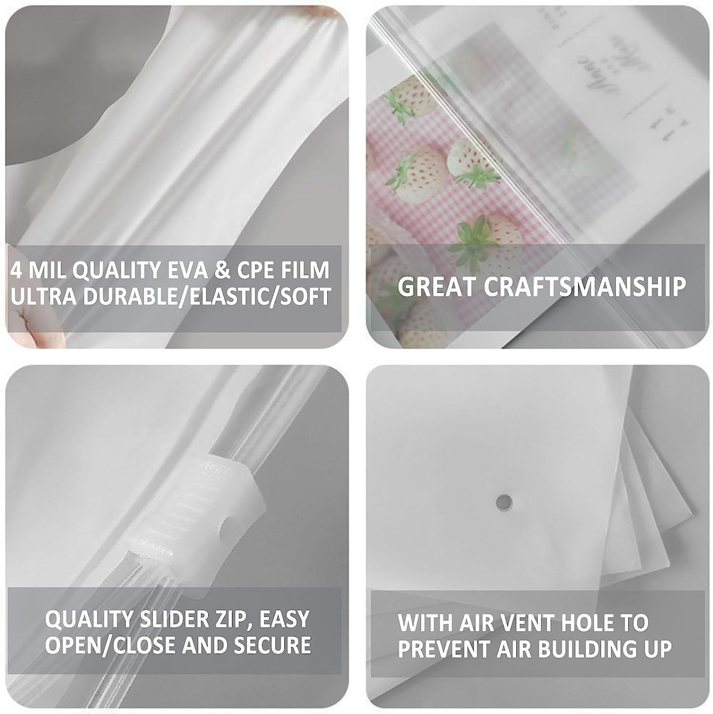 Frosted Slider Zip Poly Bags - Set Of 25