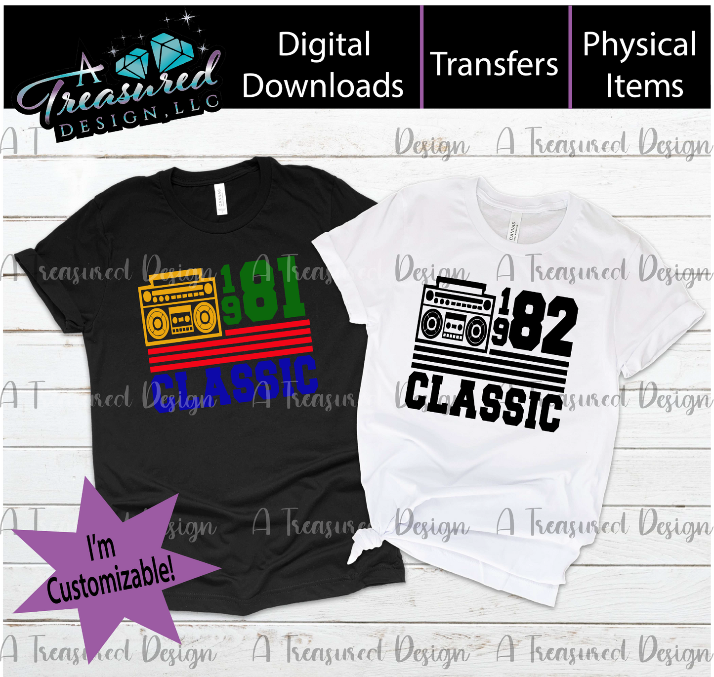 1982 Classic (Date Editable) SVG | PNG File A Treasured Design LLC