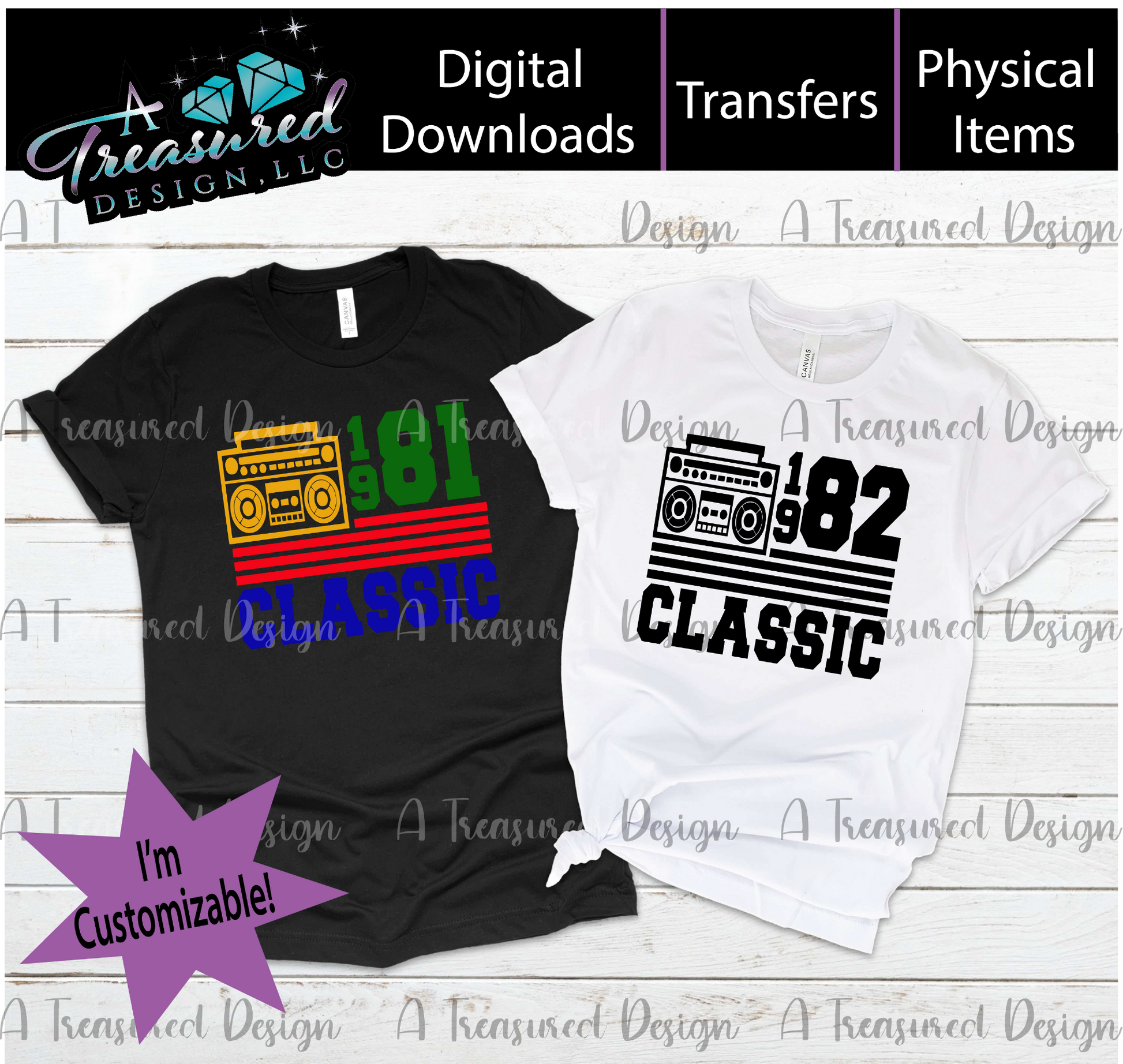 1982 Classic (Date Editable) SVG | PNG File A Treasured Design LLC