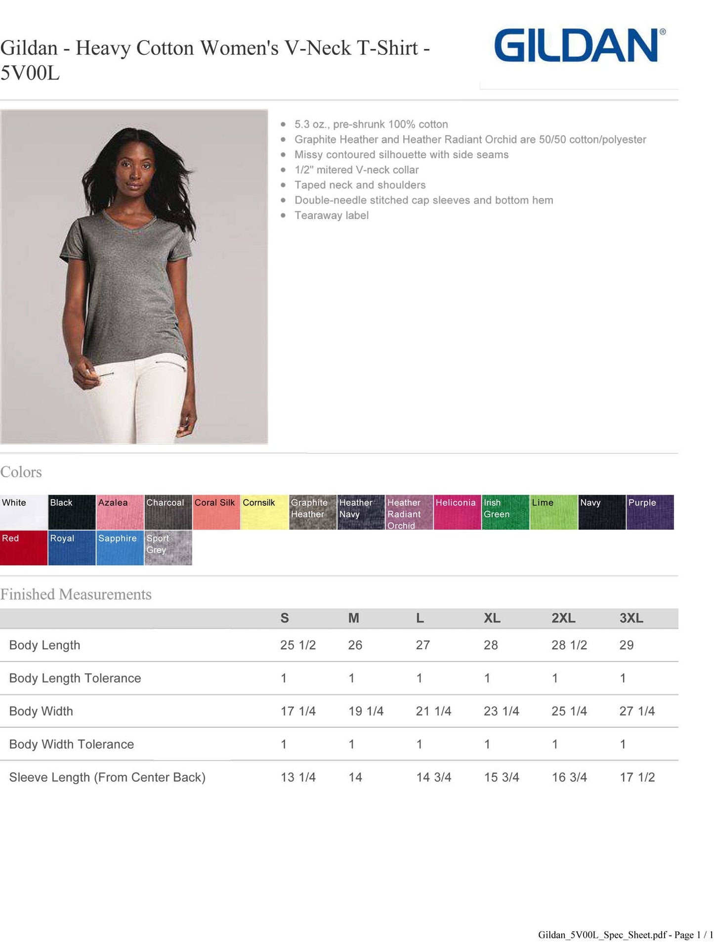 Custom Made Gildan - Heavy Cotton Women's V-Neck Customized Tshirt