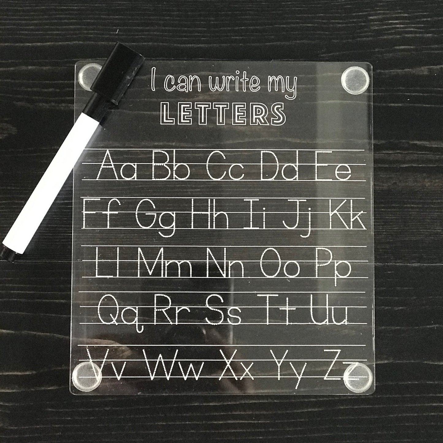 Reusable Tracing Dry Erase Boards - Regular Font | Cursive Font | Numbers | Shapes | Tie My Shoe | Time Clock | All About Me | Custom Names | Months Of The Year | Days Of The Week