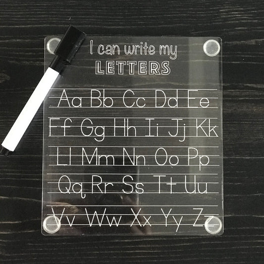 Reusable Tracing Dry Erase Boards - Regular Font | Cursive Font | Numbers | Shapes | Tie My Shoe | Time Clock | All About Me | Custom Names | Months Of The Year | Days Of The Week
