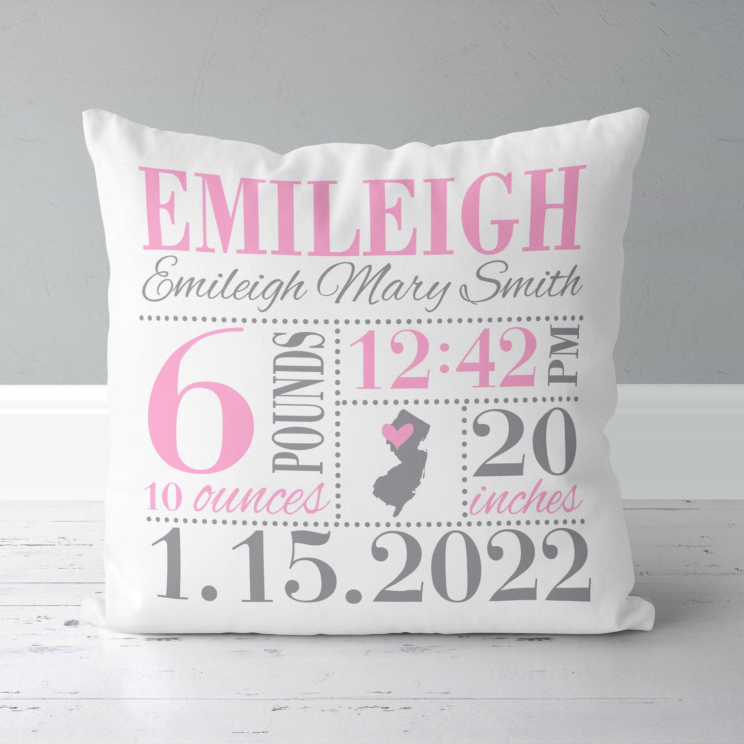 Birth Announcement Pillow - Birth Pillow - New Baby Gift