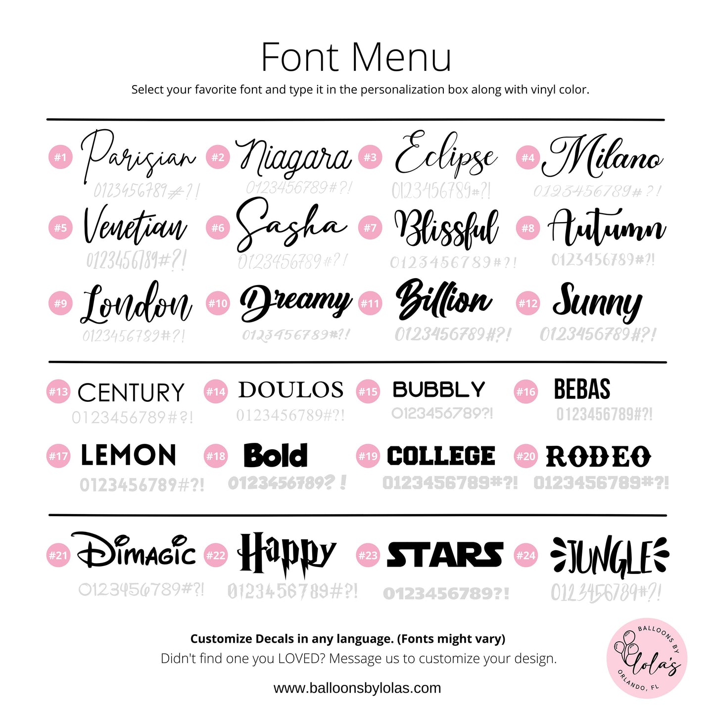 DIY Custom Logo or Name Decal for Balloons , options for all sizes, decal/vinyl only, birthday party, bridal, wedding, gift for her him