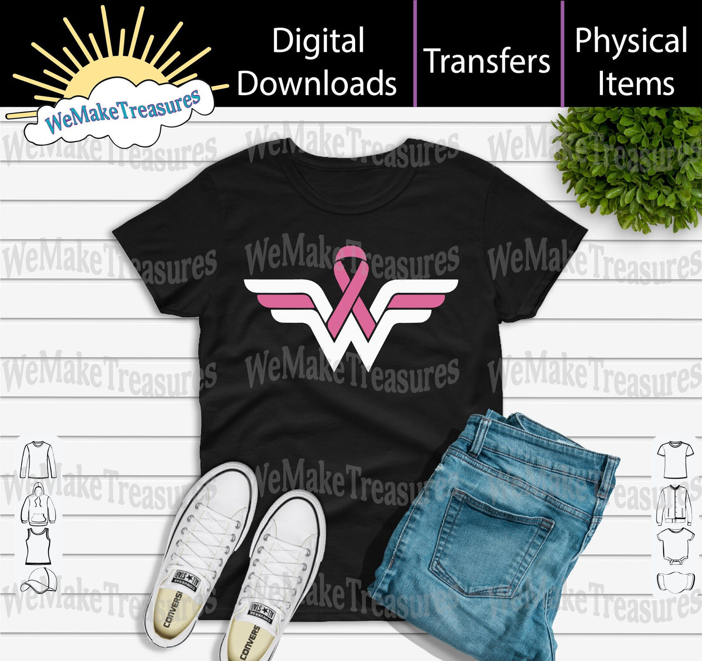 Wonder Fighter Breast Cancer SVG + PNG + Mockup Digital Download A Treasured Design LLC