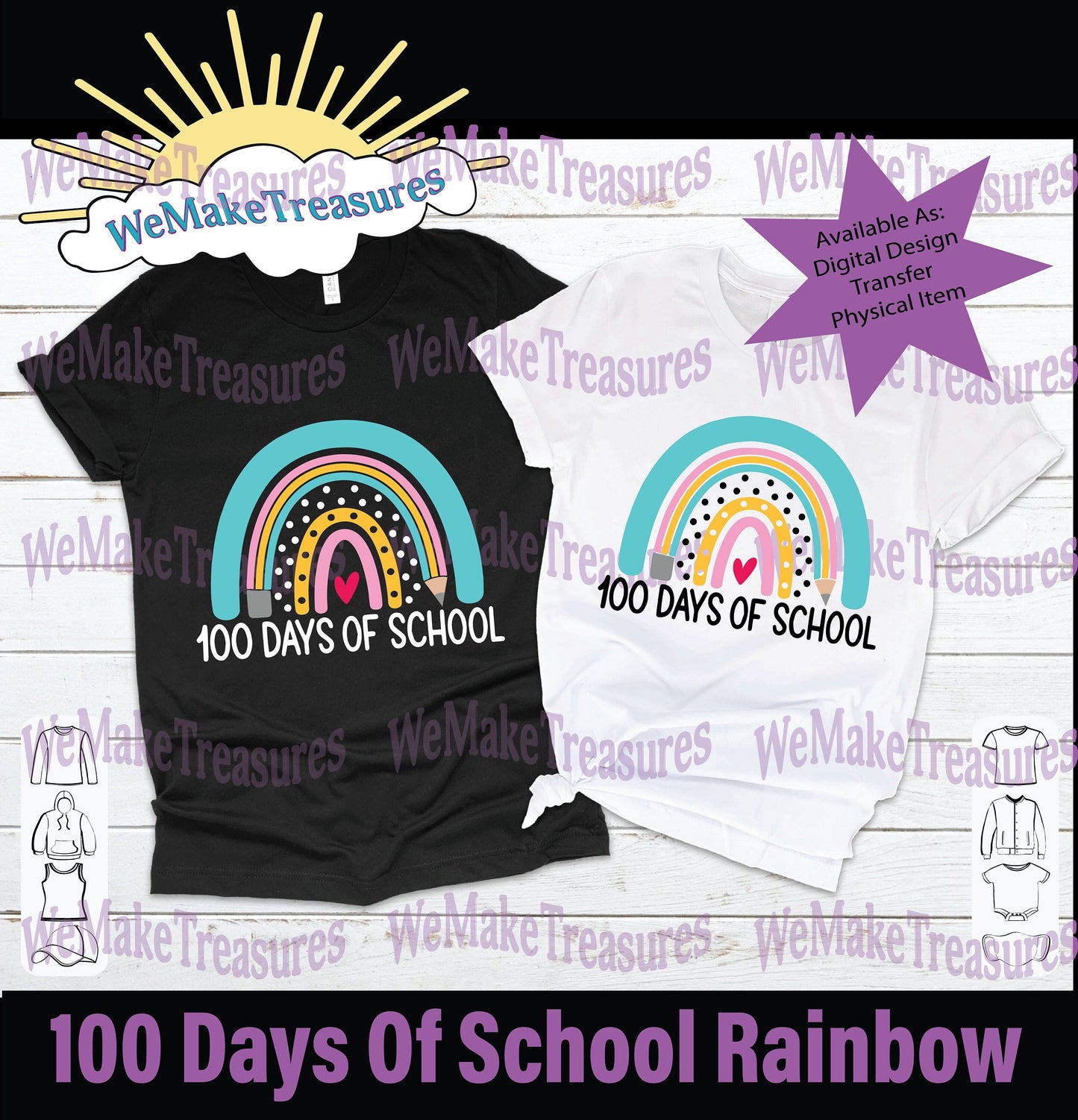 100 Days Rainbow - SVG | PNG | Mockup Digital Download A Treasured Design LLC