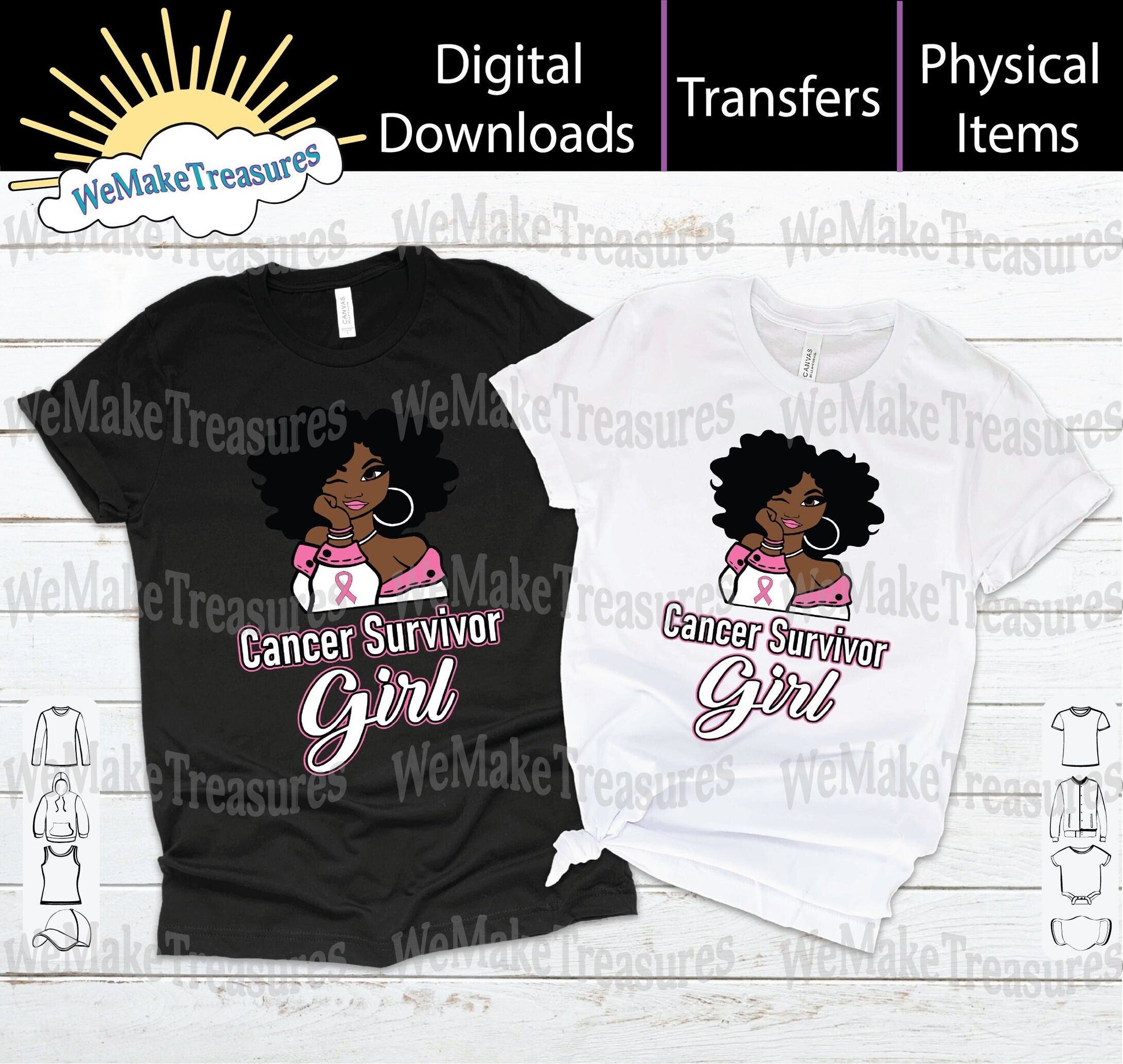 Cancer Survivor Girl SVG + PNG + Mockup Digital Download A Treasured Design LLC