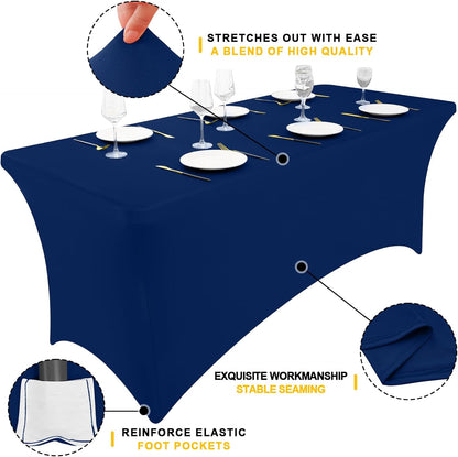 Elastic | Fitted | Stretch | Tablecloths for Rectangle Tables-  Outdoor | Wedding | Banquet | Parties