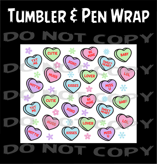 Candy Hearts Pen and Tumbler Wraps