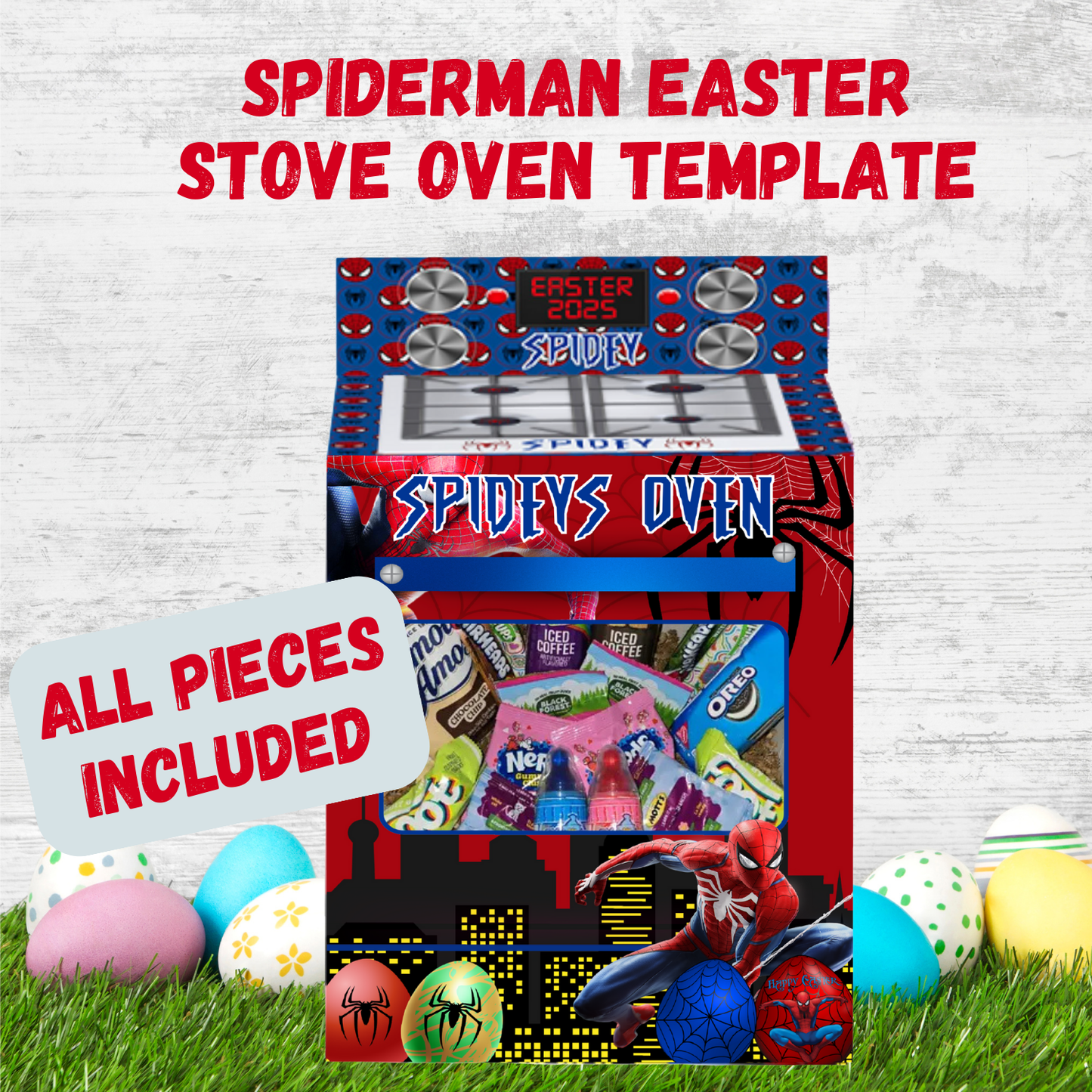 Spiderman Stove Oven Easter Treat Box – Digital Template 🎨🔥