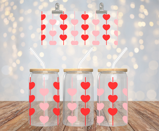 Connected Hearts - 16oz Libby Glass with Lid and Straw