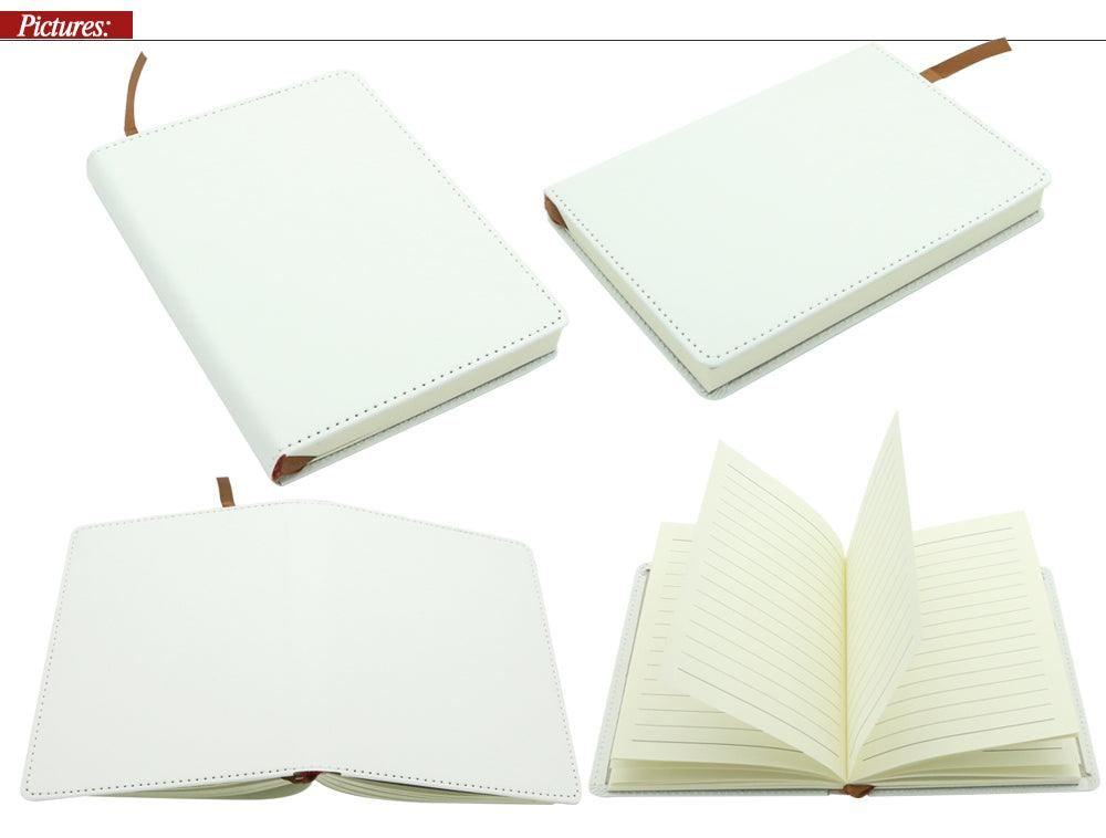 White Leather PU Sublimation Blank Journal, 8'' x 6'' (size A5)-100 Pages