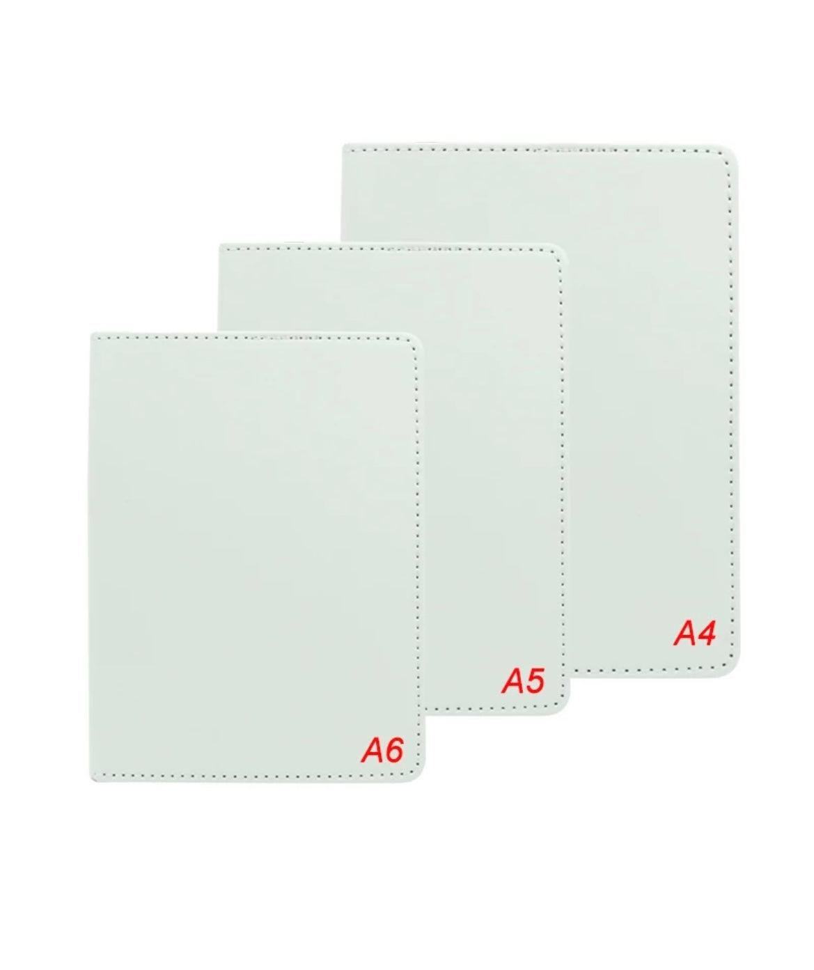 White Leather PU Sublimation Blank Journal, 8'' x 6'' (size A5)-100 Pages