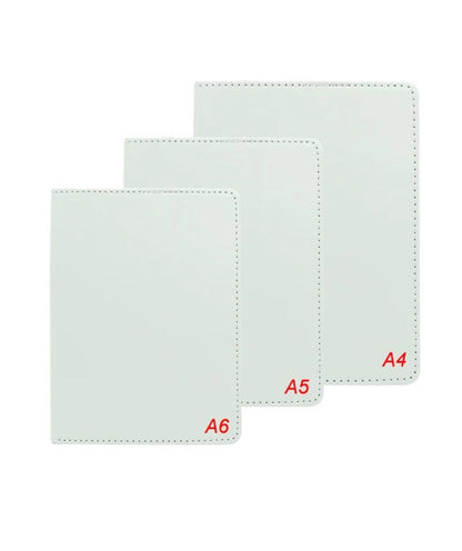 White Leather PU Sublimation Blank Journal, 8'' x 6'' (size A5)-100 Pages