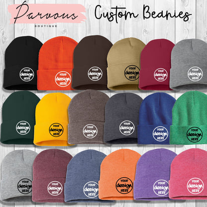 Parvous Boutique Custom Logo Text Stitching Embroidery Design Your Own Beanies - Multicolors (SP12/CP90)