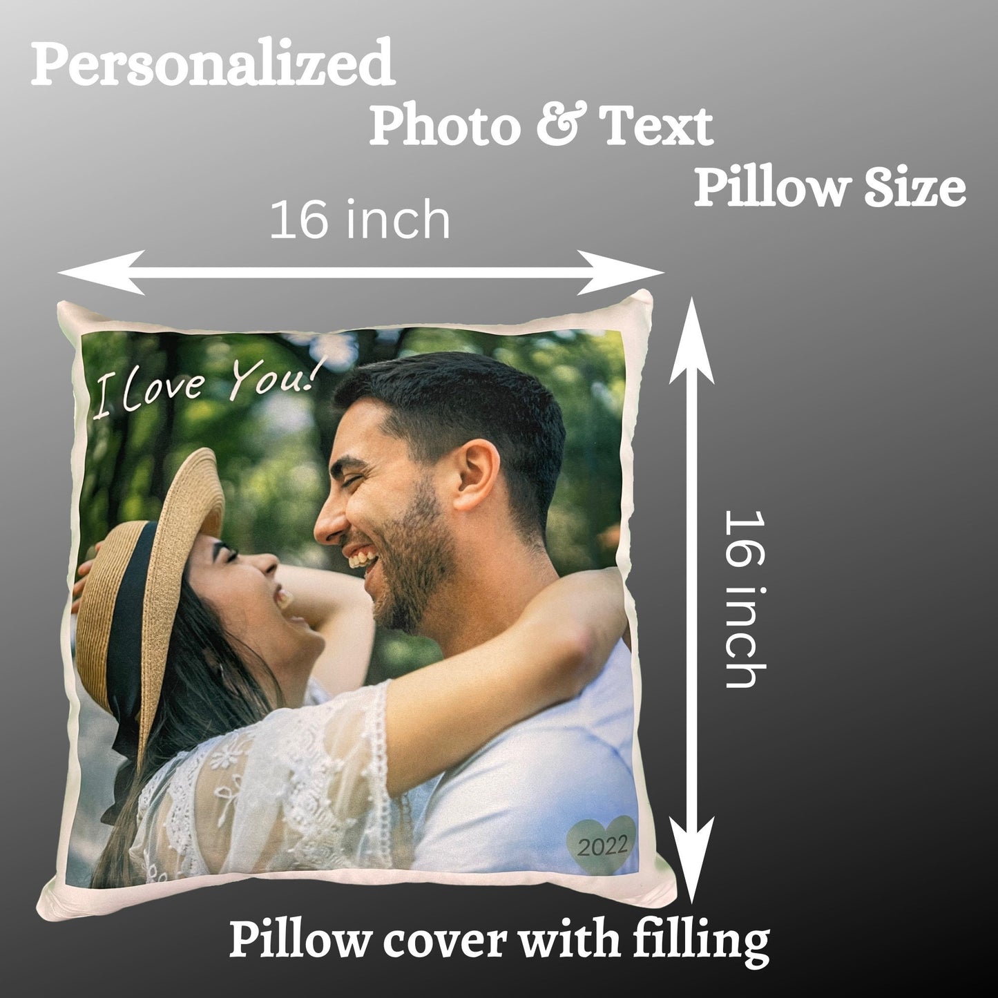 Custom Pillow with Photo, Personalized Pillow Case, Photo Pillowcase, Housewarming Gift, Throw Pillowcase, Anniversary Gift, Canvas, White