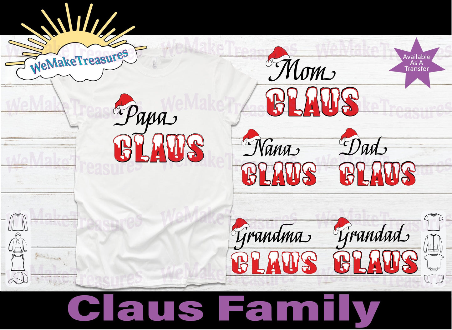 Claus Family Bundle - SVG/PNG/Mockup Digital Download A Treasured Design LLC