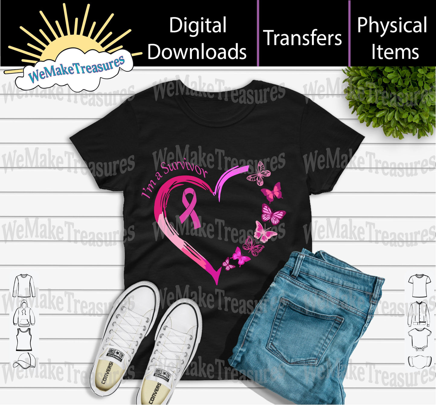 Breast Cancer Heart SVG + PNG + Mockup Digital Download A Treasured Design LLC