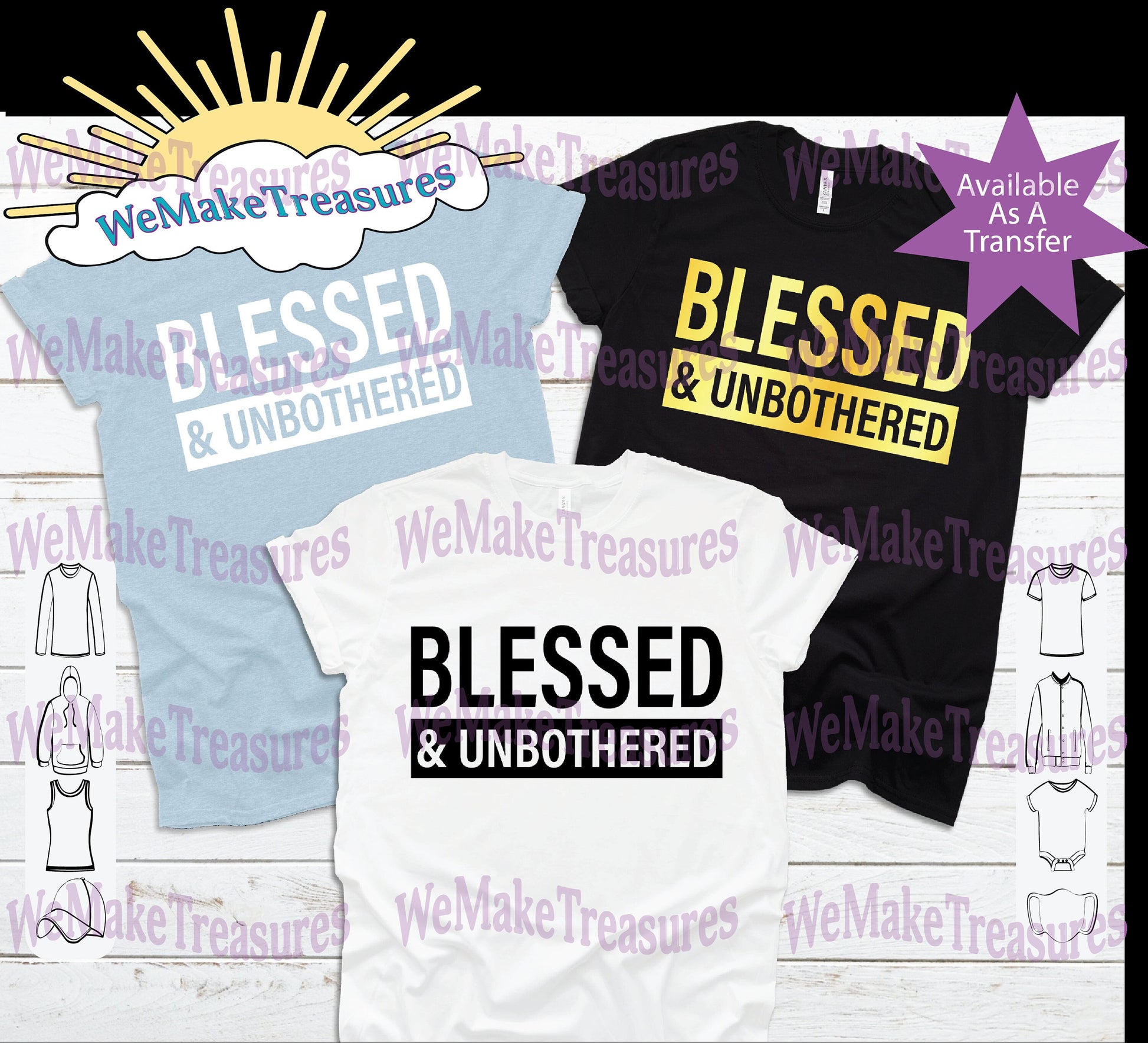 Blessed &amp; Unbothered SVG/PNG/Mockup Digital Download A Treasured Design LLC