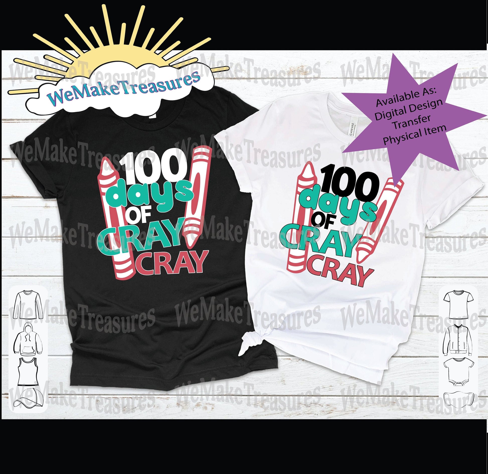 100 Days of Cray Cray - SVG | PNG | Mockup Digital Download A Treasured Design LLC