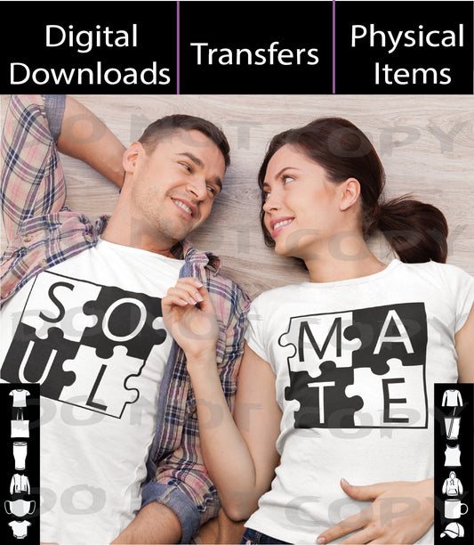 Soul Mate Couple's Design - Heat Transfers and Adhesive Transfers A Treasured Design LLC